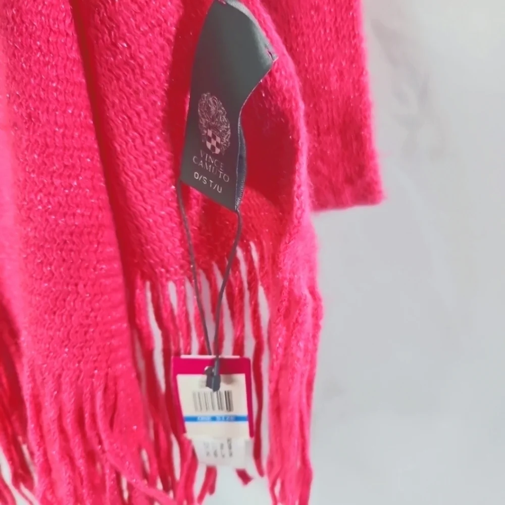 Vince Camuto Hot Pink Wrap Fringe Scarf NWT 76X26